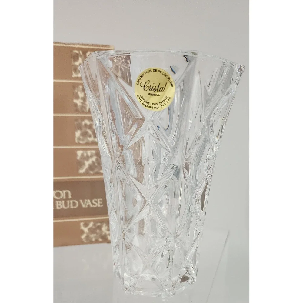 Avon Crystal Bud Vase Clear 24% Lead Crystal France Boxed 5